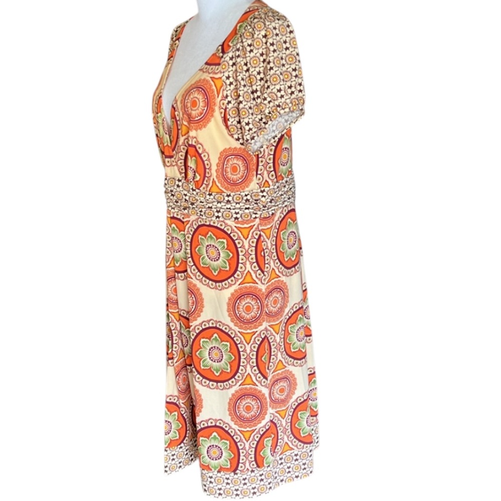 Dressbarn Orange Boho Paisley Print Dress Size 12 - Picture 3 of 14